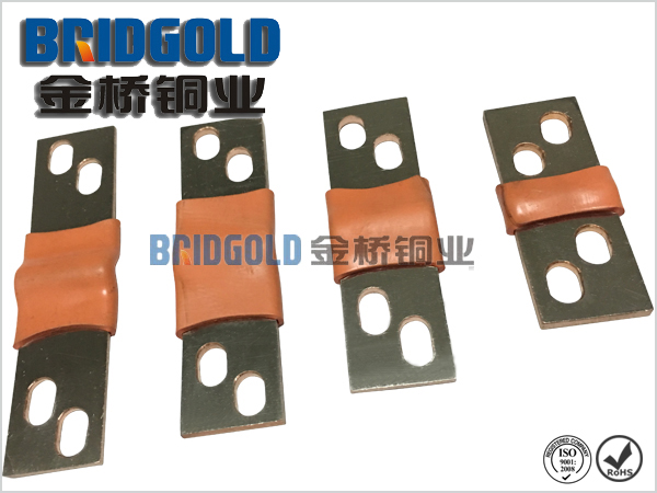金橋生產(chǎn)的新能源汽車動力電池銅箔軟連接產(chǎn)品，帶絕緣材料